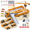 OR OR TU Baustellenfahrzeuge Kinder Kran LKW Sandkasten Spielzeug Musik & Lichter 360° Drehung Kinder Kran Bagger Betonmischer Parkhaus Spielzeug für 3 4 5 6 7 8+ Jahre Junge Geschenk