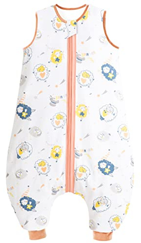 Chilsuessy Gigoteuse d'été à Pieds Combinaison Fille Garçon Sac de Couchage Turbulette 0.5 tog, Moutons, 90cm/Taille Bébé 100-110cm