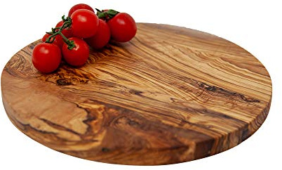 Pizzabrett Schneidebrett Rund aus Olivenholz, ca. 29 cm