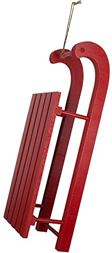 Christmas Paradise Weihnachtliche Tischdekoration & Hängedeko Holz Schlitten Rot 30cm