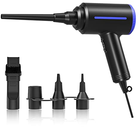 ATEngeus Elektrische Staubgebläse, 500W Druckluft, 2-Gang Air Duster, Druckluftspray PC Reinigungsset für Computer-Tastatur-Reinigung, Bürogeräte, Sofa, Auto
