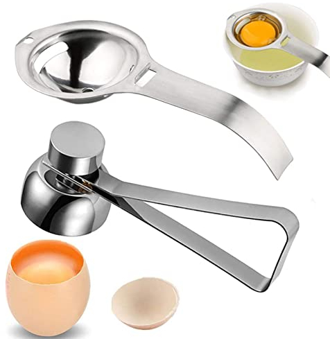 Abridor De Huevos De Acero, Abridor De Huevos De Acero Inoxidable, Separador De Clara De Huevo, Cortador De Huevos De Acero Inoxidable, Herramienta De Cocina Simple Para Huevos Duros (Plateado)