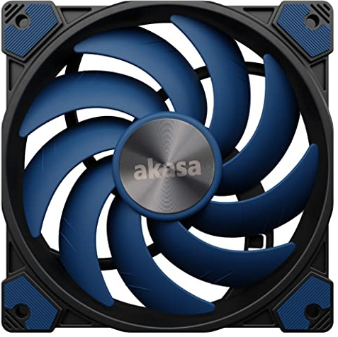 Akasa Alucia SC12, 120mm PWM Case Fan, Up to 2000RPM and 56.3 CFM, Anti-vibration Pads, High Airflow PC Fan, Blue Cooling Fan for Case, CPU Cooler and Radiators, AK-FN117