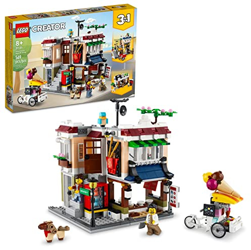 Lego Creator 3 in 1 Downtown Noodle Shop House, verwandelt Sich vom Nudelladen zum Fahrradladen in eine Arkade, modulares Bauset, Spielzeuggeschenk für Kinder ab 8 Jahren, 31131