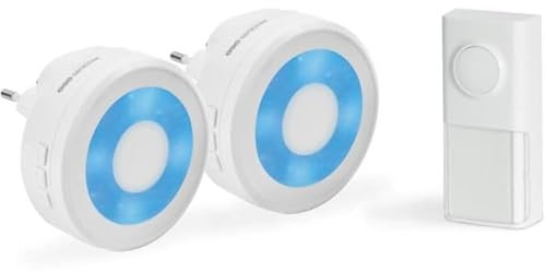 SCS SENTINEL Lot de 2 carillons enfichables sans fil sans pile avec halo lumineux avec 1 bouton - EcoBell 100 Light x2