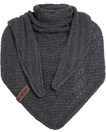 KNIT FACTORY - Dreiecksschal Sally - Damen Strickschal mit Wolle - Grob gestrickten Schal - Hochwertige Qualität - XXL Schal - 220x85 cm