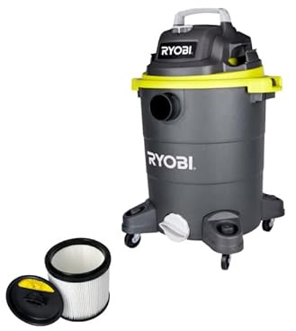 RYOBI Aspirateur Eau et poussière 1400W - 30L - RVC-1430PPT-G - Filtre de Rechange Lavable - RAKVACFW2030