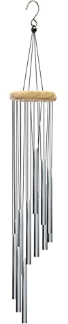 Wind Chimes for Outside with 12 Aluminum Tubes Wind Bells, 23 Inches Melody Windchimes Outdoors for Farmhouse Garden Patio Home Decor (Silver)