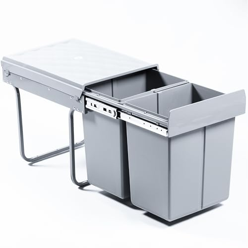 Homra Cubo de Basura 2 Compartimentos Extensible - Empotrable para Cocina 2x20l - para Mueble Inferior