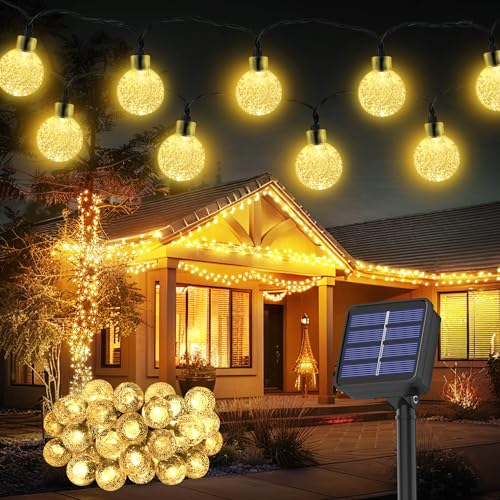 Luci Solari Esterno, 30LED/8.1M/8 Modalità Catena Luminosa Esterno, IP65 Impermeabile Luci Giardino Energia Solare per Festa, Campeggio, Balcone, Matrimonio, Gazebo(Bianco Caldo+ Funzione di Memoria)