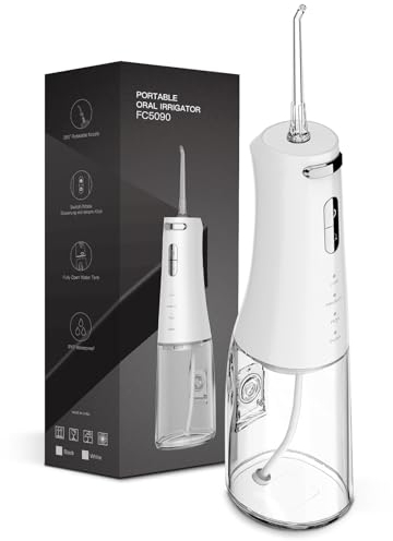 Water Flosser for Teeth Cordless - 4 Modes Oral Irrigator 300ML Braces Flossers Cleaner,Rechargeable Portable IPX7 Waterproof Oral Irrigator Professional Flossing Cleaning Picks for Home Travel
