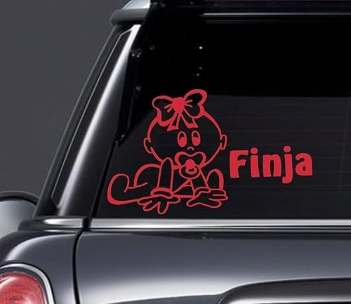 Rakelfix Namens Aufkleber Finja Autoaufkleber Name Aufkleber Wandtattoo Aufkleber für Glas,Lack,Tür und alle glatten Flächen, viele Farben zur Auswahl,Auto Sticker Baby an Bord,