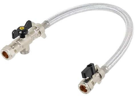 SPARES2GO Combi Boiler Filling Loop Straight Part L Compliant Central Heating Lever Check Valve (15mm x 15mm)