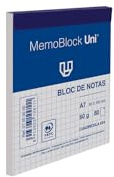 Unipapel, Memoblock Uni Memoblock Lot de 10 blocs de petites notes, format A7, quadrillés 4 m, 80 feuilles, papier 60 g micro-perforé, 10 x 8,2 cm