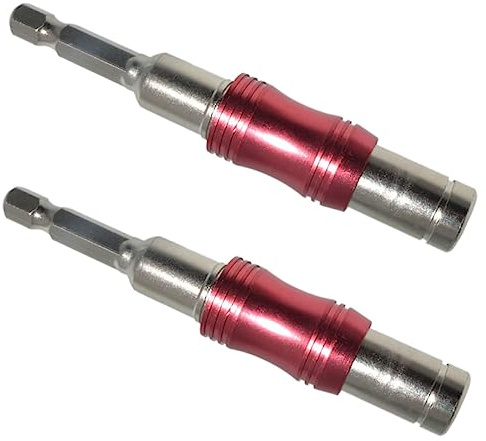 Hoement Swiveling Magnetic Hex Shank Bit Holder Extension Rod 1/4 Inch Pivot Drill Bit Extender for Power Drills, Flexible Screwdriver Tip Holder, 2pcs Silver and Red