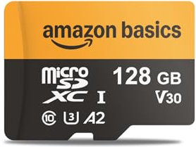 Amazon Basics Scheda microSDXC da 128 GB con Adattatore, Velocità di Lettura fino a 200 MB/s, Confezione da 1