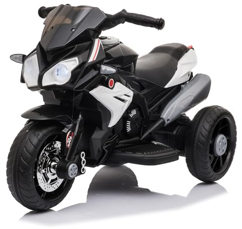 LALAHO Elektro Motorrad Kinder Kindermotorrad 6V 7Ah für 3–6 Jahre Schwarz | Elektro Motorrad, vielseitiges Kinderfahrzeug für drinnen und draußen