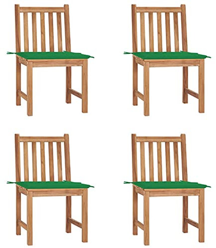 ShGaxin Gartenstühle 4 STK. mit Kissen, Gartenmöbel, Balkonstühle, Chair Outdoor, Essstühle, Hochlehner, Balkonmöbel, Balkon Stuhl, Bistrostuhl, Garten Stühle, Armlehnenstuhl, Massivholz Teak