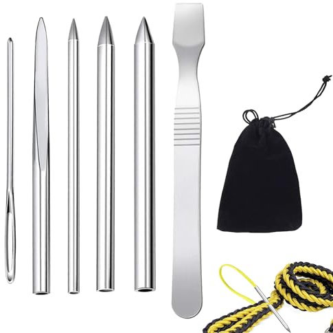 6PCS Paracord Needles Versatile Stainless Steel Paracord Needle Set Portable Paracord Stitching Splicing Weaving Set for DIY Craft Paracord Bracelets Weaving Laces Strings Clothing Decoration