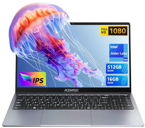ACEMAGIC 2025 AX17 PC Portable 17.3 Pouces Full HD,16 Go RAM DDR4 512Go SSD in N95 Ordinateur Portables,WiFi,BT5.0,Type_C, USB3.2,PC de Bureau Argenté