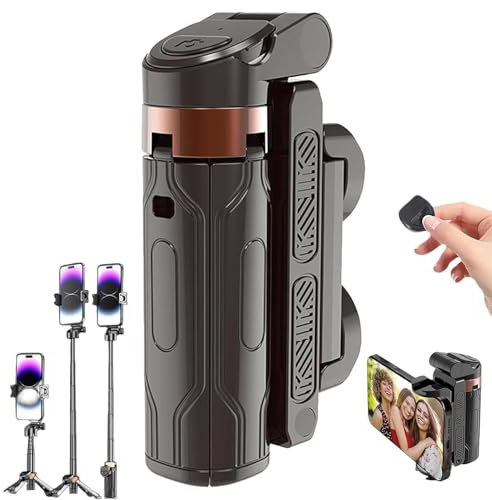 Mini Selfie Stick Tripod, 360° Rotation Extendable Pocketflex Mini Tripod with Wireless Remote, Magic John Portable Selfie Stick 10m Remote Control for iPhone Smartphone (Black)