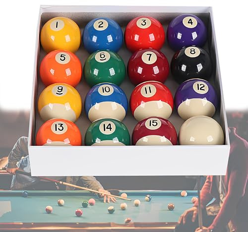 CHSG Set De 16 Boules De Billard Américain En Résine, 57.2mm, Jeu De Balles De Billard, Balles De à Pois Et Rayures, Convient Pour Salle De Jeux, Salle De, Sports De Divertissement