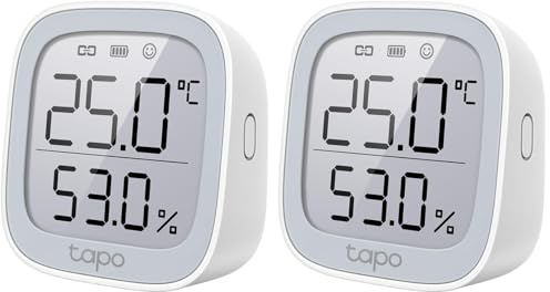 TP-Link Tapo T315 Smart Home Temperatur und Luftfeuchtigkeitsmesser,digitales Thermo-Hygrometer Innen, Raumthermometer mit 2.7'' E-Ink Display, Hochpräzisionssensor, Hub erforderlich (Packung mit 2)