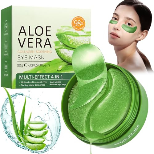 EHIOG Patch Yeux Anti Cernes 60 Pièces, Patchs pour les Yeux Aloe Vera, Anti Poche Sous les Yeux, Patch Anti Cernes Homme Hommes ou femmes, Masque Yeux Réutilisable Hydratant et Lissant