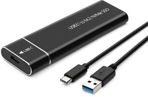 M.2 SATA & NVME SSD Enclosure USB 3.2 M2 Converter Adapter Caddy 10Gbps Aluminium for M.2 B&M-Key/M-Key 2230/2242/2260/2280 SSDs (Supports Only NVME SSD, Black)