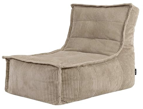 Icon Dolce Cord Sitzsack-Liege mit Füllung, Beige | In Deutschland Hergestellt, Sitzsack Erwachsene, Flauschiger Cordstoff, Riesen Sitzsack für Schlafzimmer und Wohnzimmer