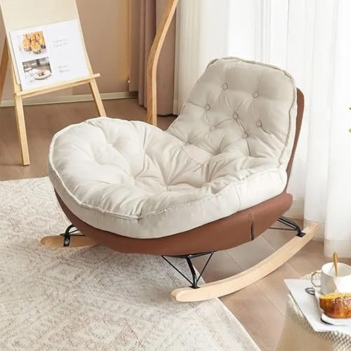 JIESOO Moderner Schaukelstuhl Hirschledersamt mit Hoher Rückenlehne, Bequem Erwachsene for Schlafzimmer Und Wohnzimmer Im Innen- Und Außenbereich(Coffee)