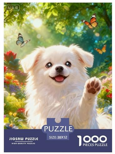 Puzzle Chiot Mignon 1000 Pièces pour Adultes Et Enfants, Défiant Et Stimulant, Casse-tête Buisson Fleuri, DéCoration, Idée Cadeau 52x38cm/1000pcs