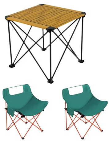 Tragbarer Campingtisch und Stuhl aus Karbonstahl – Mehrzweck-Picknicktisch für den Außenbereich, zusammenklappbar, für Camping, Wandern, Grillen, Hinterhof