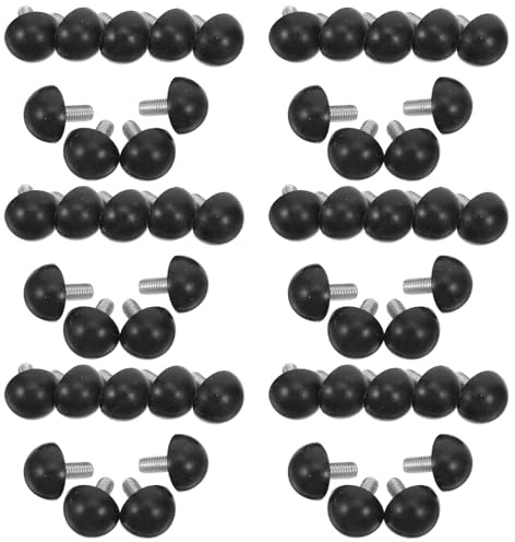 GLEAVI 200Pcs Adjustable M6 X 15 X 20Mm Threaded Furniture Feet Levelers Nonslip Half-Round Pads, Heavy Duty Screw-In Adjustable Height Foot Pads for Cabinets, Chairs, and Stool Legs