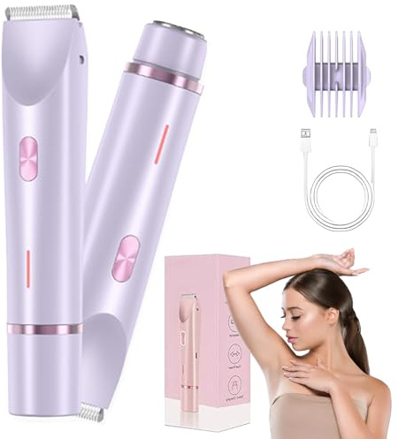 Sianova Rasierer, Bloomshave - 2-In-1 Damen Körperrasierer, Damenrasierer Elektrisch, Trimmer Damen Intimbereich, IPX7 Wasserdicht Nass Trockenrasierer für Achseln, Beine, Bikinizone (Lila)
