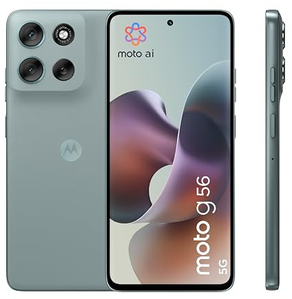 Motorola moto g56 5G con 3 anni di garanzia (8/512GB, Fotocamera 50MP+8MP+flicker cam, Display 6.72 FHD+ 120Hz, 5100mAh, MediaTek Dimensity 7060, Android 15), PANTONE Gray Mist