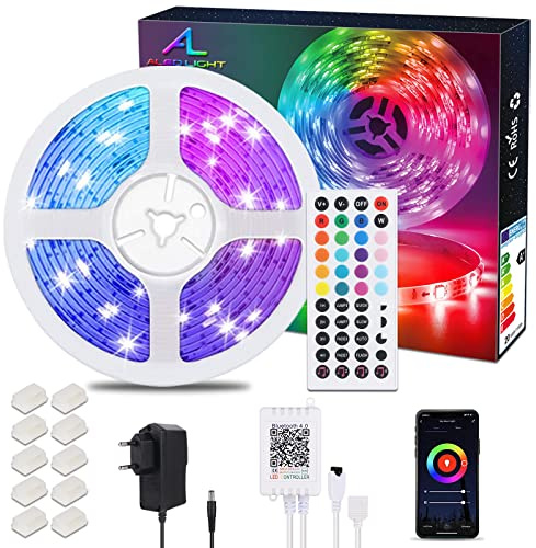 ALED LIGHT Icke-vattentät 2 x 5 m (10 m totalt) 5050 RGB 300 LED-lysrör komplett kit med 5 A brittisk strömförsörjning +44 nyckel IR-fjärrkontroll. Idealisk för belysning i hemmet och köket