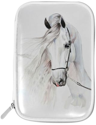 Mnsruu Trousse à crayons multifonction de grande capacité avec motif cheval blanc - Trousse de rangement pour fournitures scolaires