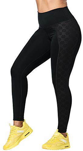 Zumba High Waisted Workout Fitness Compression Activewear Gym Leggings Women, Nero Intenso 8, XS Donna