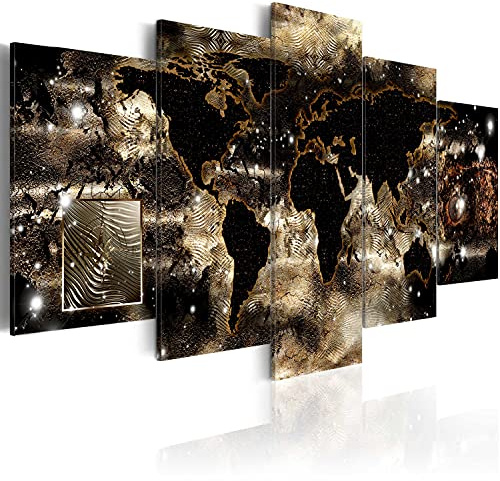 B&D XXL Acrylglasbild Weltkarte 100x50 cm 5 Teilig Wandbild auf Acryl Glasbilder Kunstdruck Moderne Acrylglas Platte Wanddekoration Geschenke Heimdekoration Glasbild Landkarte Kontinente Abstrakt