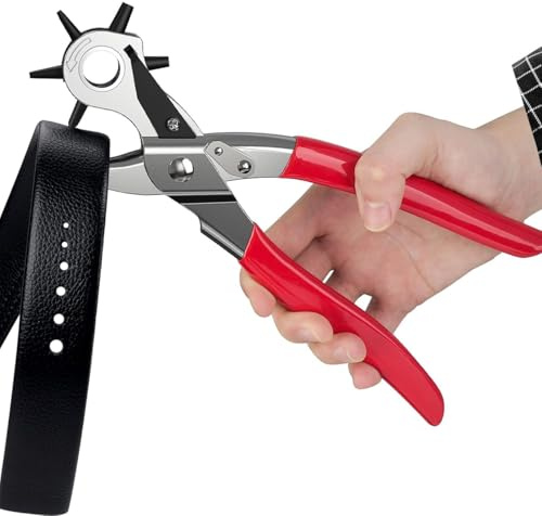 DHinkyoung Leder-Lochstanzer, robuster, drehbarer Ösenstanzer, handlicher Gürtelpiler, professionelles Pilerwerkzeug für Gürtel, Leinwand, weiche Kunststoffe, Schuhe, Uhrenbänder, Haustierhalsbänder