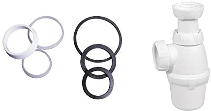 Wirquin lot de 2 : 1 siphon lavabo Ø32 mm + 1 kit de joints multiples siphon Ø32, Ø36, Ø40 mm