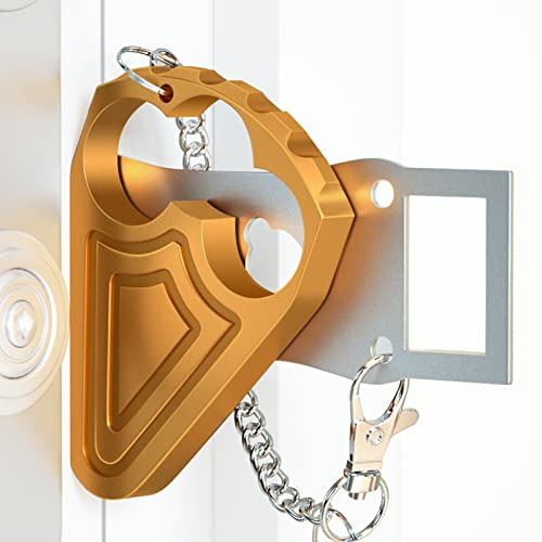 Portable Door Lock for Hotel Door Safety- Metal Hotel Door Locks for Travelers Security-Travel Door Lock Latches & Bolts for Additional Safety Prevent Unauthorized Entry,Gold