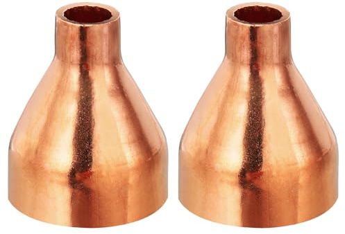 PATIKIL 1 1/4 to 1/2 ID Copper Reducer, 2pcs 99.9% Pure Copper Reducing Coupling Pressure Fitting Pipe Tube Connector Adapter with Sweat Solder Connection for HVAC Refrigeration System