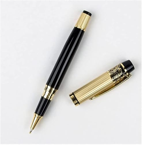 LEIXIUSM Writing Pens Black Fountain Pen Lacquer Rollerball Pen Stunning Luxury Pen with 0.5mm Fine Nib Best Roller Ball Pen Gift for Men & Women Writing Fluently(Roller Pen)
