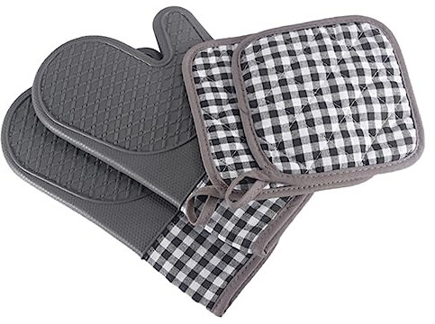 MAGICLULU Insulated Gloves for Kitchen Heat Resistant Pot Holders Thickened Non-slip Oven Mittens for Baking and Microwave Use