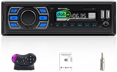 CAMECHO DAB/DAB+ 1Din Autoradio Bluetooth Freisprecheinrichtung, Auto MP3 Player Unterstützung für FM Radio USB/AUX/TF Lenkradsteuerung