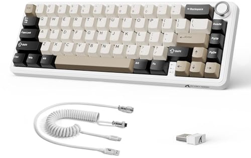 LexonElec x Attack Shark X66 60% Wireless Mechanical Keyboard with Volume Knob, Hot Swappable Gasket Mount, 2.4G/USB-C/BT5.0 Tri-Mode, PBT Keycaps, Mini 66 Keys RGB Gaming Keyboard for Win/Mac-White