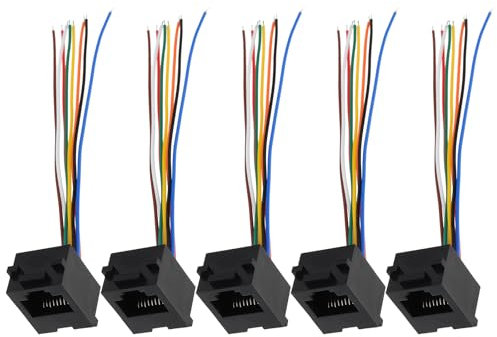 ECSiNG 5 st RJ45 telefonadapter kabelkabel 8P8C RJ45 uttag trådbunden lämplig för telefon faxmaskin intercom dörrklocka videodörrklocka 10 cm