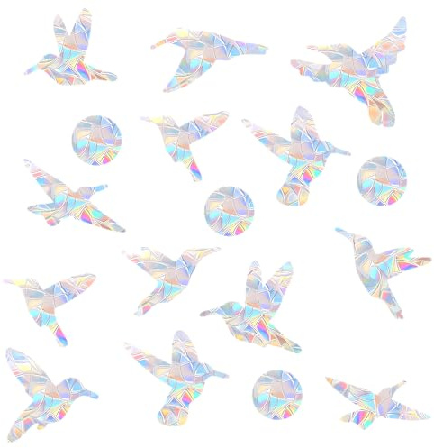 54 Pieces Birds Static Window Clings Anti Collision Window Decals for Bird Strikes, Glass Door Window Stickers, Stop Birds Flying into Windows, Hummingbird Style